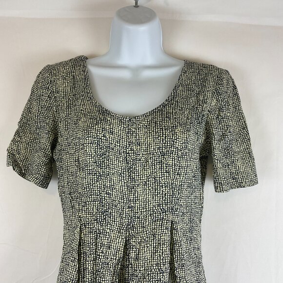 All That Jazz Romper 5/6 Black Light Yellow Print Pleats Zipper Back - Picture 2 of 10